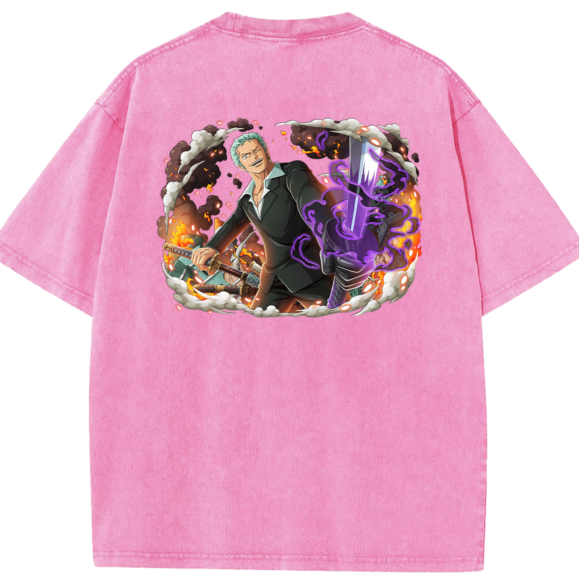 ワンピース ロロノア・ゾロ ONE PIECE Roronoa Zoro 綿100% ヴィンテージ風 半袖Tシャツ（背面プリント）